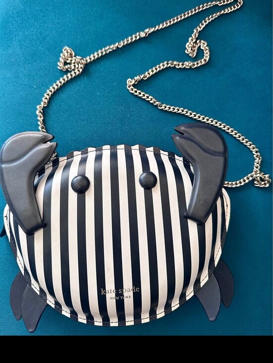 kate spade Handbags - Kate Spade Crab Crossbody Purse, black and white striped, EUC